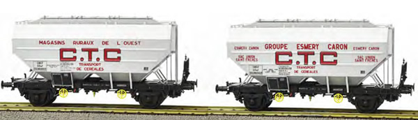 REE Modeles WB-623 - Set of 2 French Grain wagon CTC ESMERY-CARON et MAGASIN DE L’OUEST Aluminum Era III